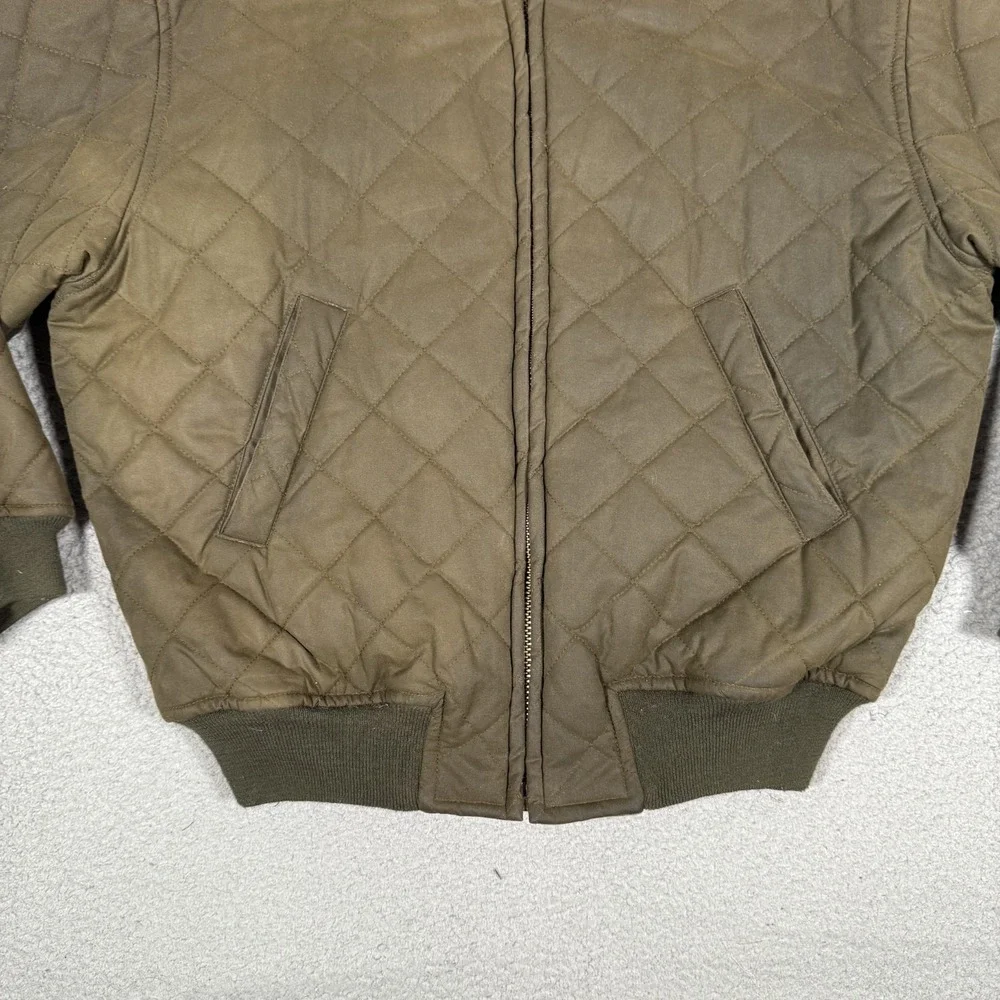 Polo Ralph Lauren Jacket Mens Medium Brown Oilcloth Diamond Quilted Bomber Waxed